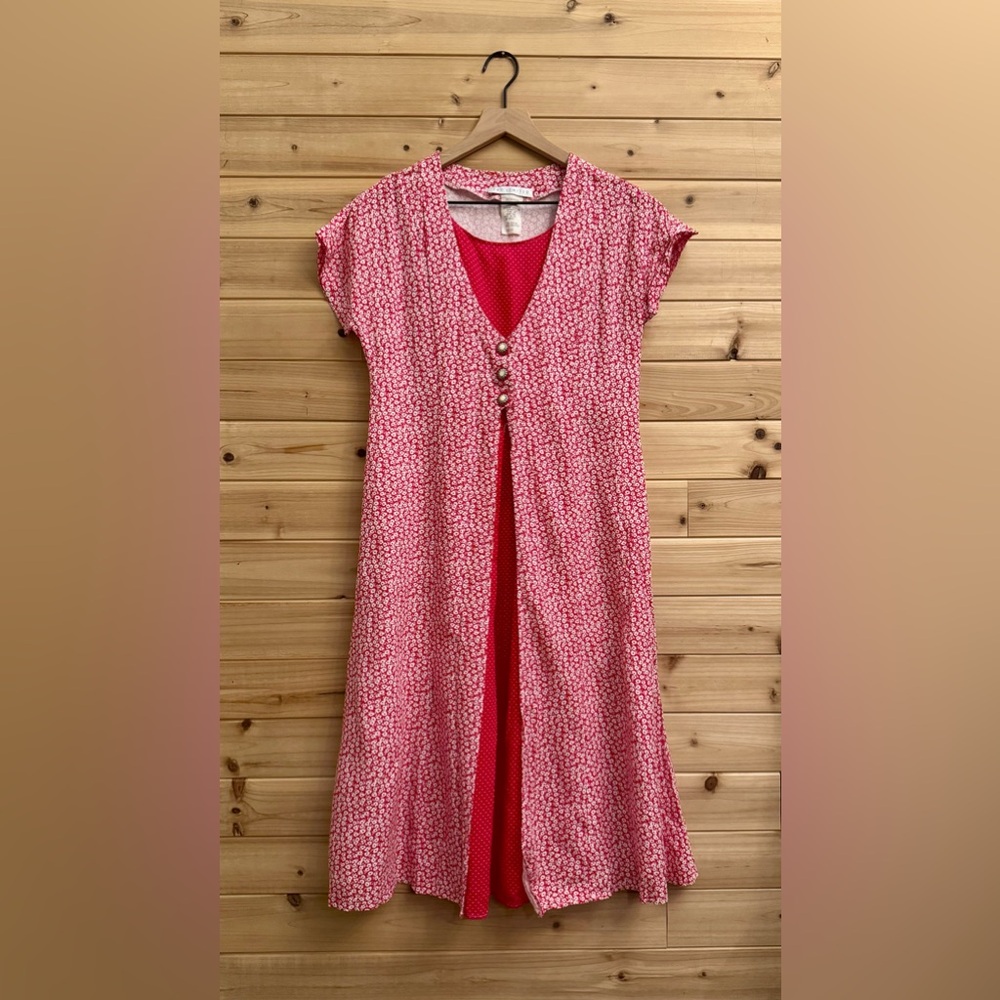 VNTG The Limited Medium Ditsy Floral Rayon Layered Modest Dress Spring Romantic